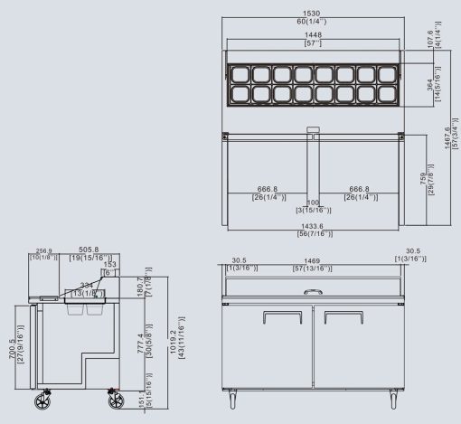 Atosa Large Double Door Food Prep Table Fridge MSF8303