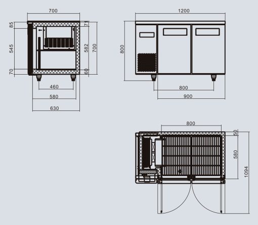 Atosa YPF 9022 2 door fridge counter