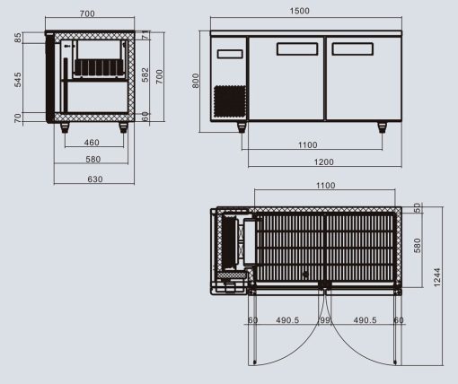 Atosa YPF9032 2 door counter fridge