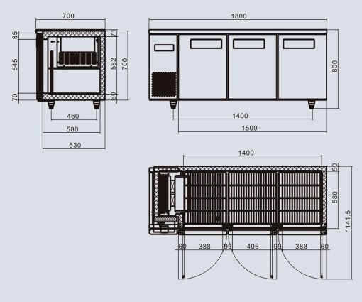 Atosa YPF9047 3 Door freezer counter