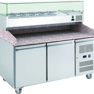 Europizza EP2+ 2 door pizza fridge with toppings unit
