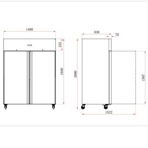 Blizzard Double door fridge 1300 litres dimensions