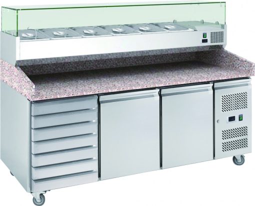 EP3+ 2 Door 7 draw Pizza Counter with Toppings Unit