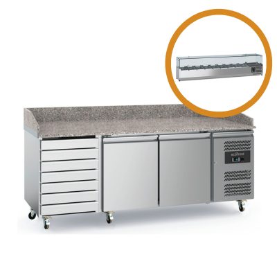 EcoFrost 2 door 7 drawer Pizza Counter with toppings unit